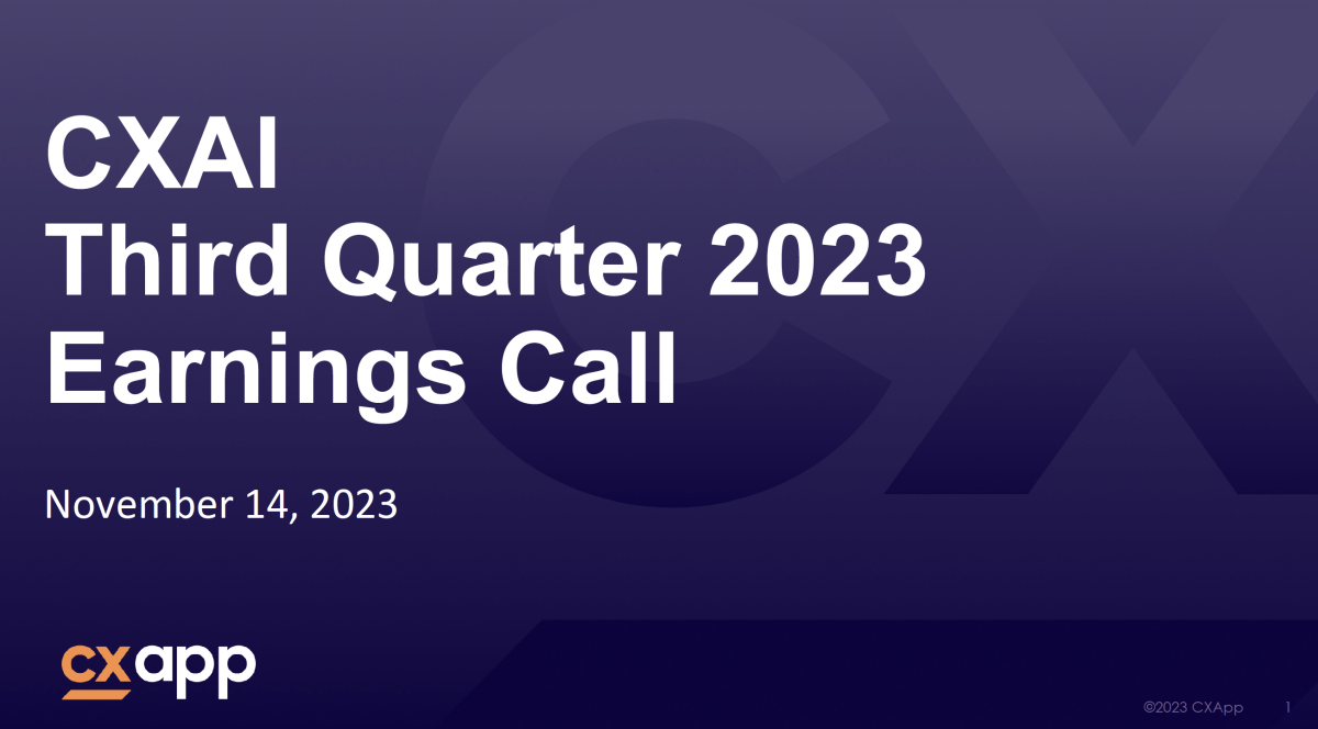 CXAI Third Quarter 2023 Earnings Call