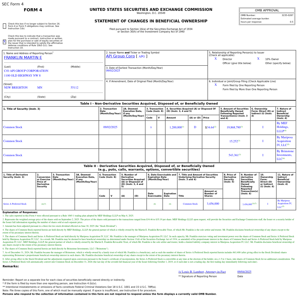 APi Group(APG.US) 10% Shareholder Sells US$41.57 Million in Common Stock