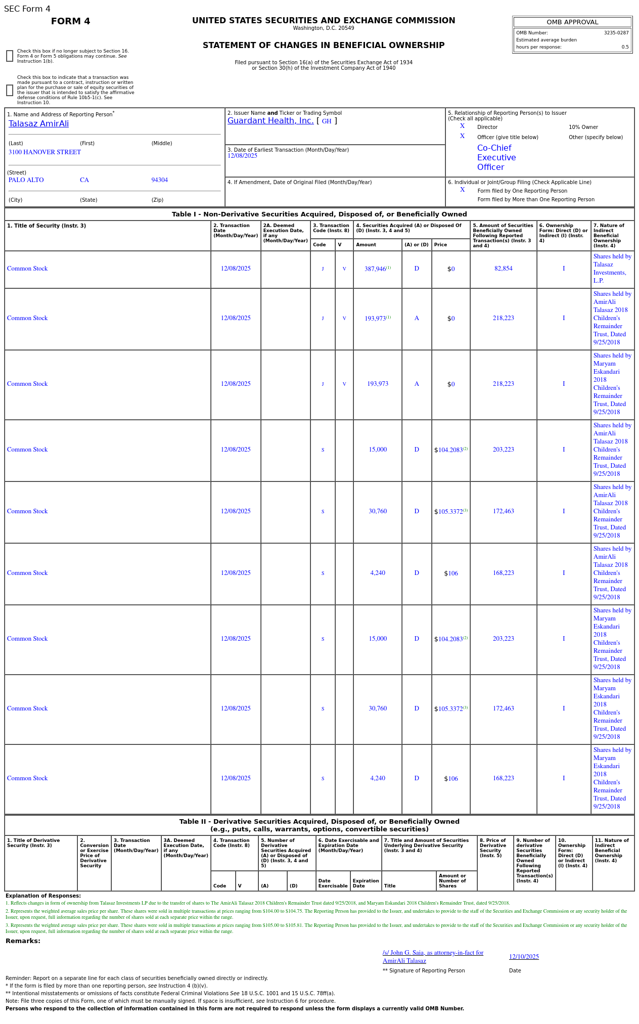 Guardant Health(GH.US) Officer Sells US$10.51 Million in Common Stock